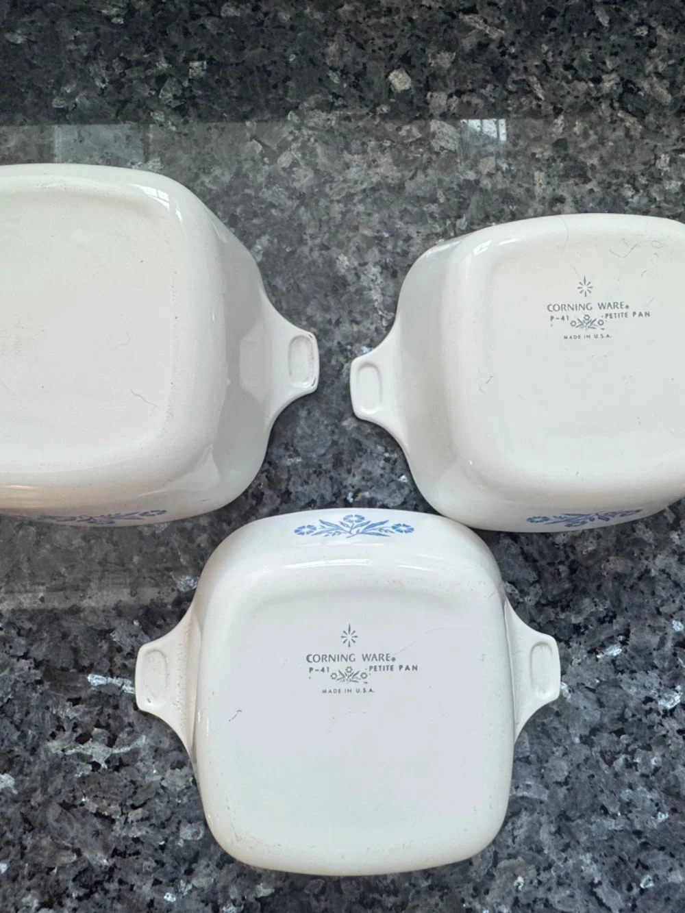 3 Vintage Corning Ware Blue Cornflower Petite Mini Casserole Dish Pan